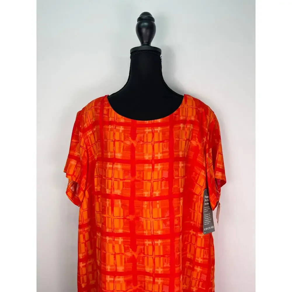 NWT Rabbit Rabbit Rabbit Designs 18W Bright Orange Short Sleeve Dress - Picture 2 of 11